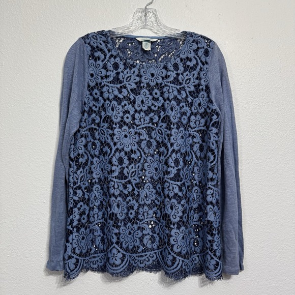 Sundance Light Blue Sheer Lace Long‎ Sleeve Shirt Womens Size M - Picture 1 of 6
